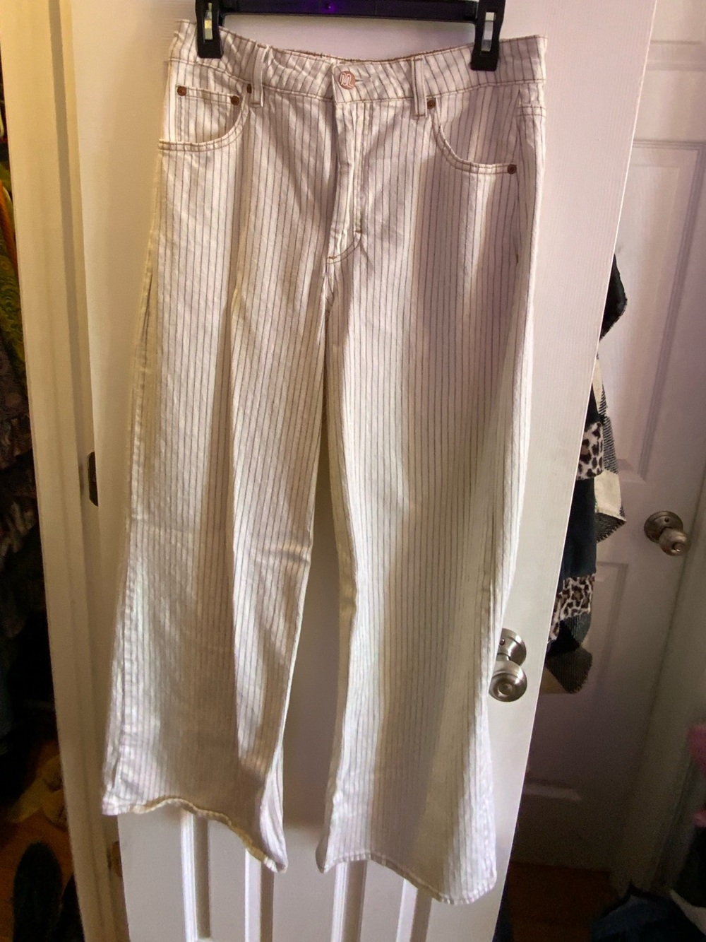 Marine Layer Cream Pinstripe High-Waist Pants
